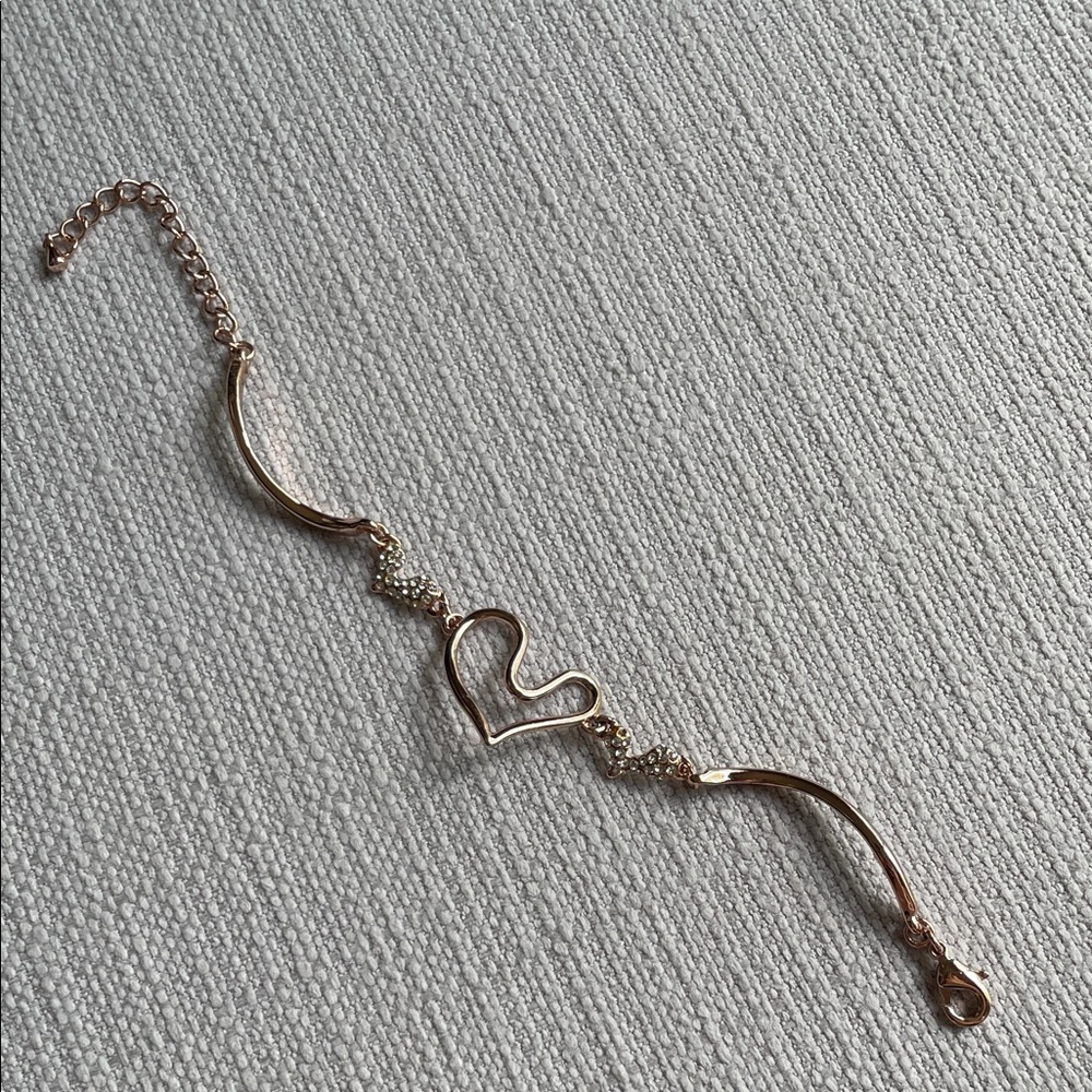 Delicate Heart Link Rose Gold fashion jewelry Bracelet - fits XS/S wrist - Picture 2 of 10